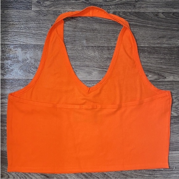 Plus Size Orange Ribbed Halter Top - Picture 5 of 12